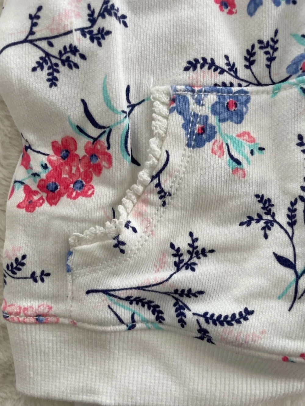 SALE! NWT Carter's White Floral Zip Hoodie with Pink and Blue Flowers SIZE 3T